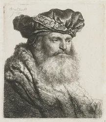 Bearded man in a velvet beret with a jewelled clasp